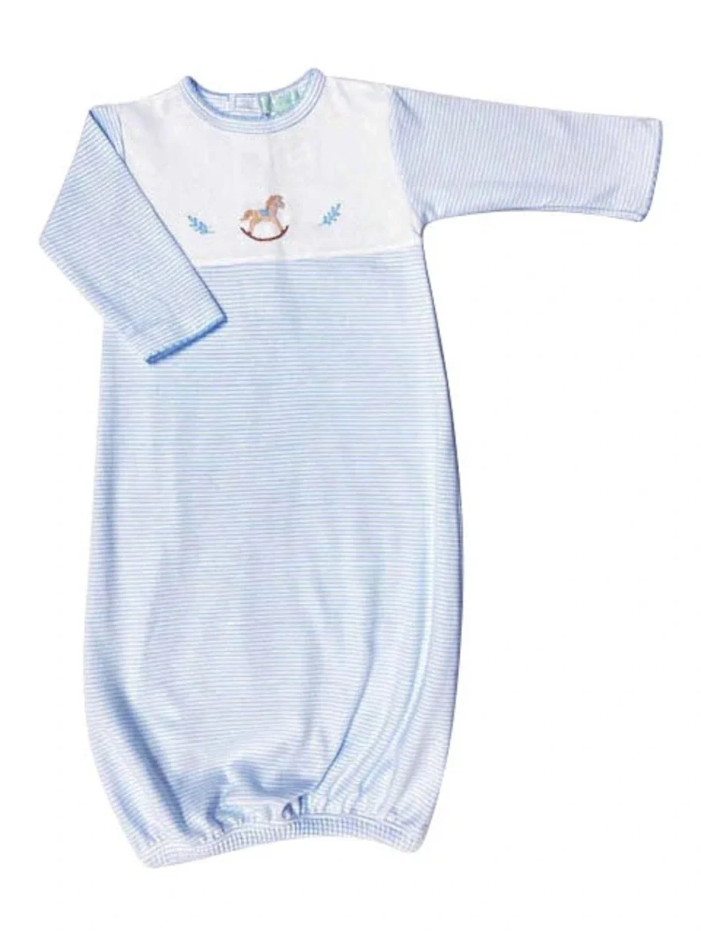 Baby Threads Rocking Horse Pima Cotton Baby Daygown newborn embroidered striped